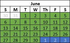 Month Split Odd Years Schedule Example June