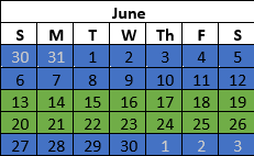 Two Weeks On Two Weeks Off Schedule Example June