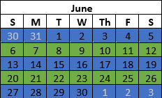 Week On Week Off Schedule Example June