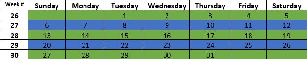 Week On Week Off Schedule Example